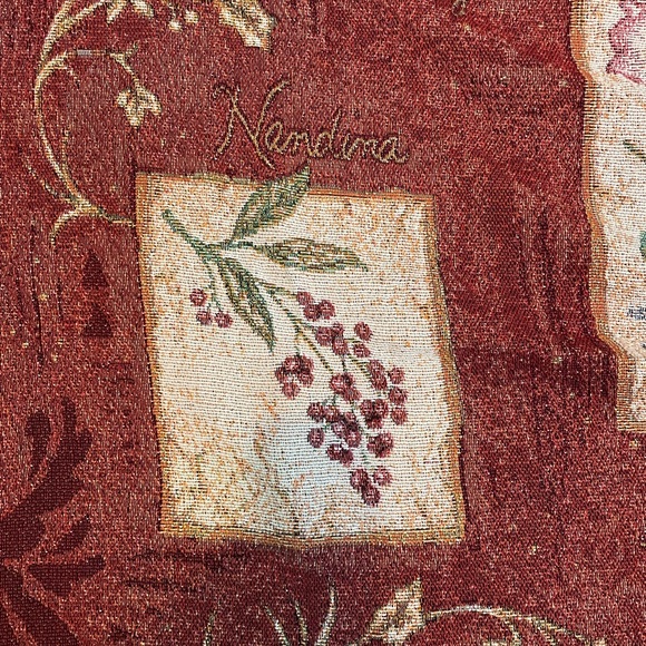 Vintage Christmas throw blanket Holiday Botanical metallic tapestry 50” by 60” - Picture 4 of 10